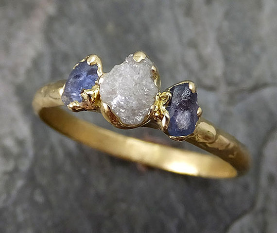 gemstone engagement rings dainty raw sapphire diamond gold engagement ring wedding ring montana  sapphire GKBPMEG