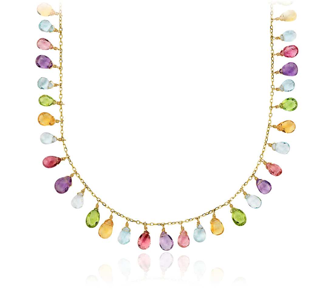 gemstone necklace multi-gemstone statement necklace in 14k yellow gold (5x6mm) UUNODMF