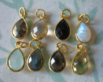 gemstone pendants 5 pcs, gemstone pendant gemstone charm, bezel charm pendant, 24k gold LOAKGEZ