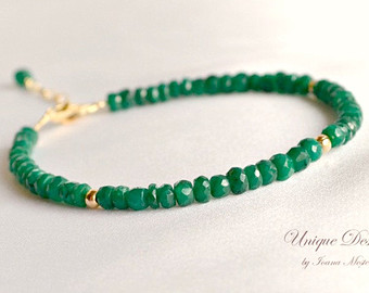 genuine emerald bracelet, gold filled emerald bracelet, green bracelet,  gift for NOYSOHA