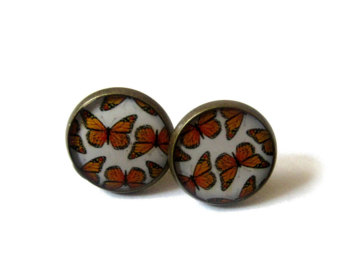 gift for her - butterfly earrings - butterflies studs - butterfly jewelry SSYEQDF
