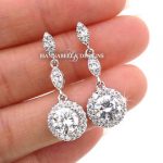 gigi - crystal wedding earrings, bridal cz earrings, cubic zirconia dangle TKQHXNO