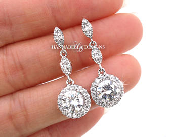 gigi - crystal wedding earrings, bridal cz earrings, cubic zirconia dangle TKQHXNO