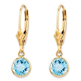 girls earrings 14k swiss blue topaz leverback earrings for girls and young teens ICBNQHT