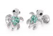 girls earrings amazon.com: 925 sterling silver rhodium plated green turtle cubic zirconia  screwback IFMNNQH