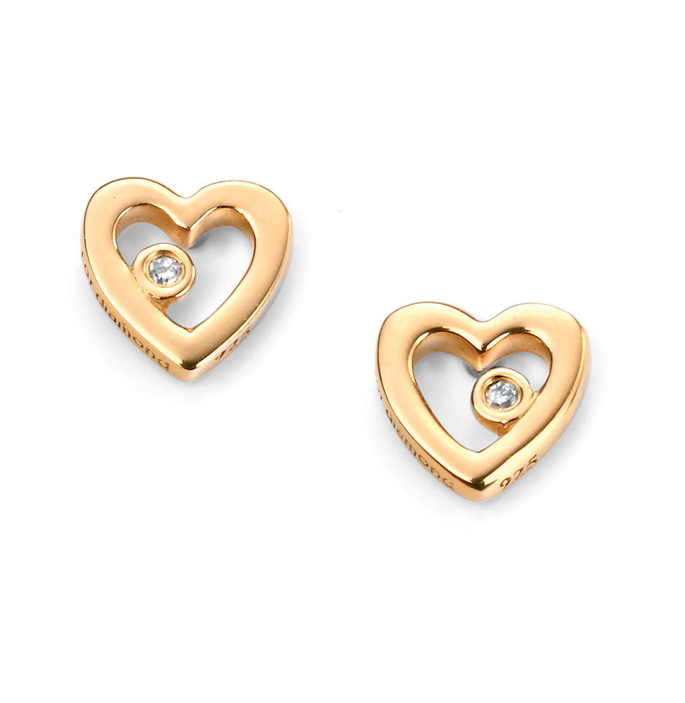girls earrings d for diamond gold plated open heart earrings e5153 EKSPWAZ