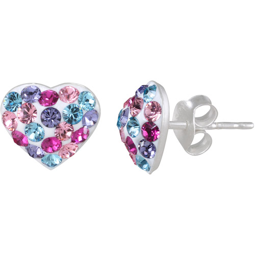 girls earrings disney princess girlsu0027 sterling silver multi-color crystal heart stud  earrings CZOZFEN