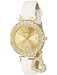 girls watches habors analogue white leather u0026 non-precious metal beige dial watch for XJMRYSM