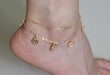 gold anklet designs 2pcs female boho gypsy designs anklet gold silver chain multi metal rose ZVZOLGY