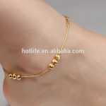 gold anklet designs eco-friendly 2016 new design women gold anklet jewellery with bell TKGYBOI