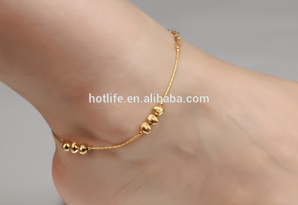 gold anklet designs eco-friendly 2016 new design women gold anklet jewellery with bell TKGYBOI