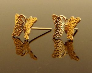 gold butterfly earrings, butterfly stud earrings, israeli designers, nature  jewelry, grauation IMPUMLU