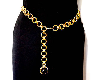 gold chain belt with black ball detail,heavy weight metal belt,adjustable  length belt YKXDKSE