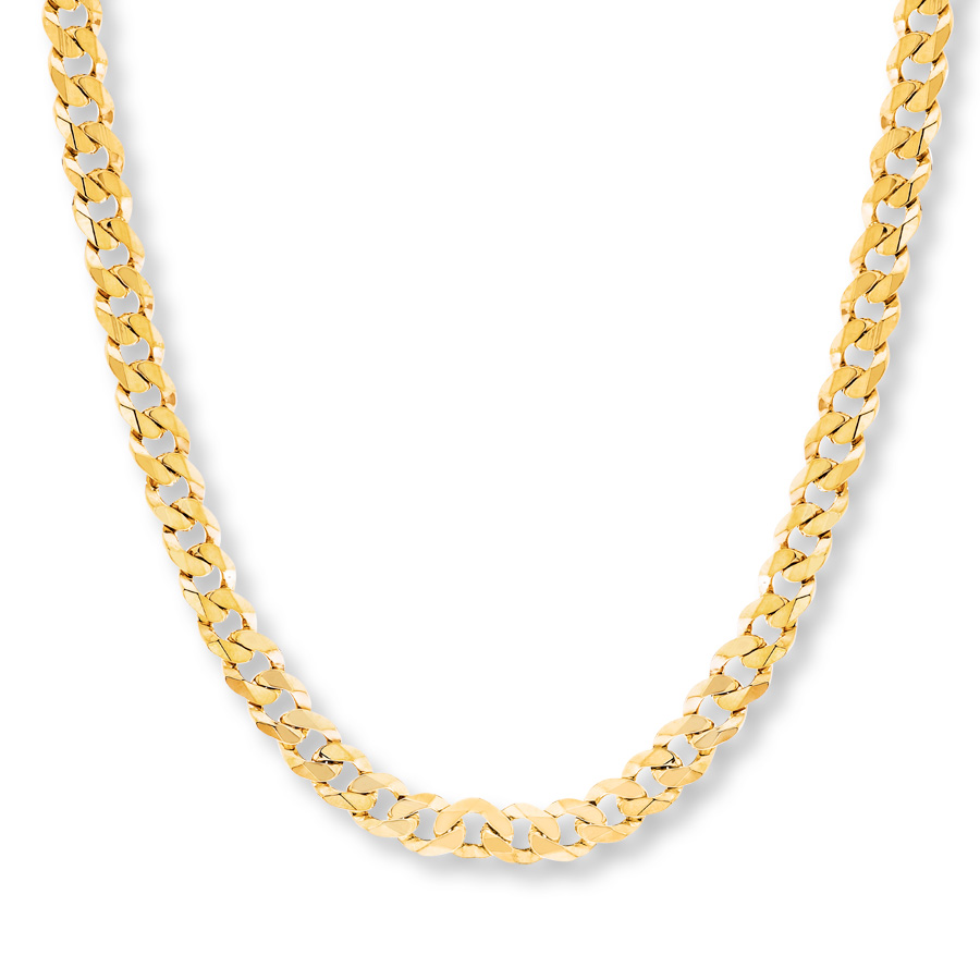gold chain menu0027s cuban curb chain necklace 14k yellow gold 22 GUUTKQB