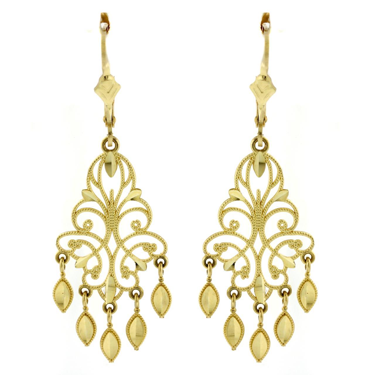 gold chandelier earrings 14k yellow gold fancy chandelier earrings YWGRGSJ