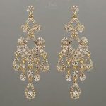 gold chandelier earrings 18k gold plated gp clear crystal wedding drop dangle chandelier earrings DCELEWU