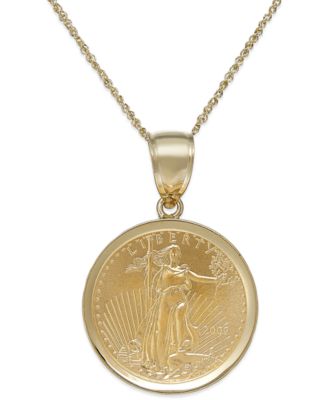 gold charms for necklace genuine eagle coin pendant necklace in 22k and 14k gold TBZDZOX