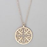 gold charms for necklace hmy jewelry rose gold round pendant necklace BUJGFOT