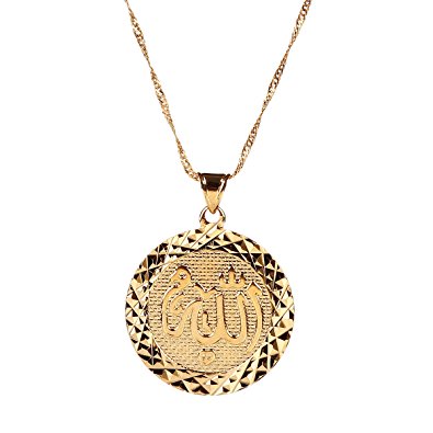 gold charms for necklace men allah gold pendant necklace link chain middle east charm islam round ZHWMROI