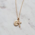 gold charms for necklace tiny gold charm necklace - virgin mary necklace - cross necklace - IZGYJBE