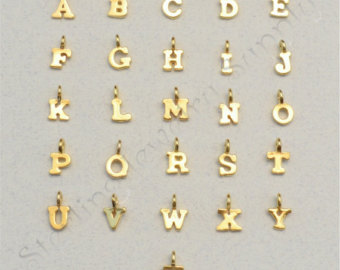 gold charms gold vermeil block alphabet charm, initial charm, approximately 8mm,  wholesale letter XKSMWWH