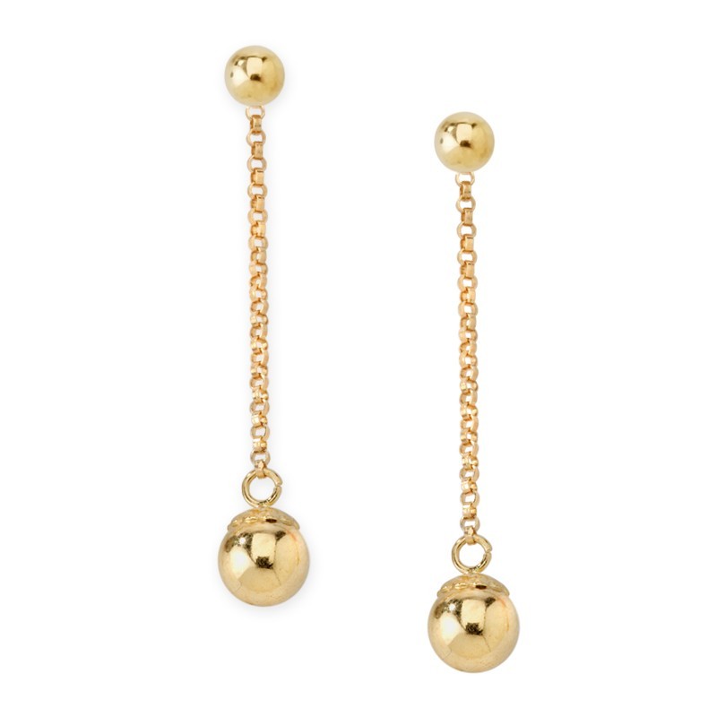 gold dangle earrings gold bead dangle enhancer earrings in 14k yellow gold QXOWAVT