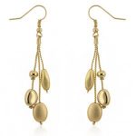 gold dangle earrings golden bead drops 14k gold plated dangle earrings BXAJMKQ