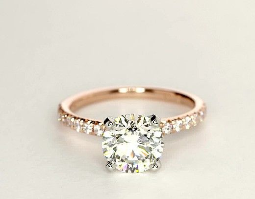 gold diamond rings 2.01 carat diamond french pavé diamond engagement ring | recently purchased PHNMYVW