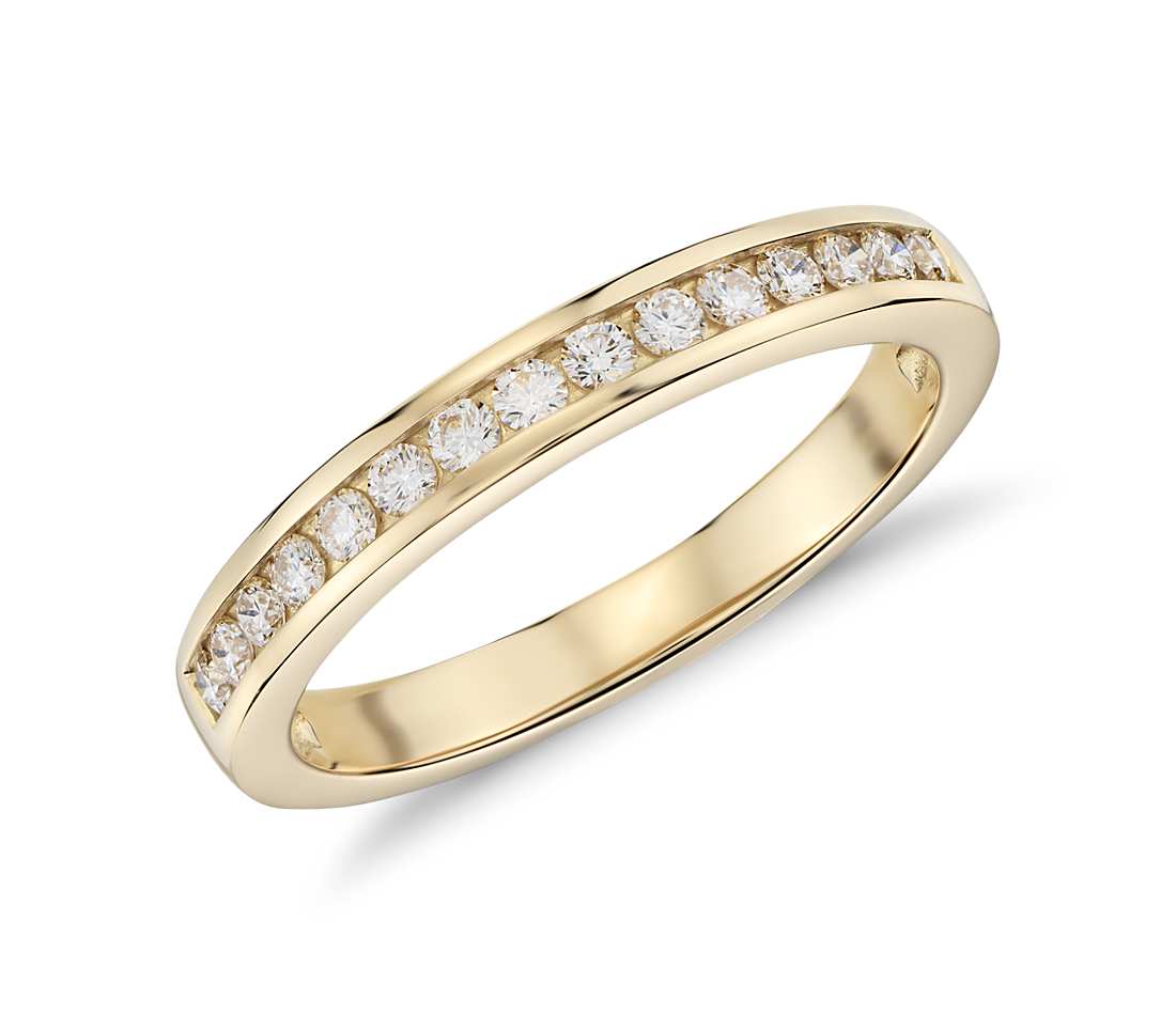 gold diamond rings channel set diamond ring in 18k yellow gold (1/4 ct. tw. NXKIFCJ