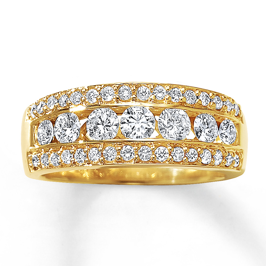 gold diamond rings diamond ring 1 ct tw round-cut 14k yellow gold UEZHECP