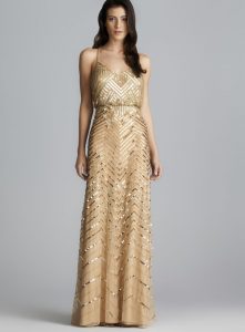 gold dresses adrianna papell cross back long sequined blouson dress by adrianna papell HIKJLBS