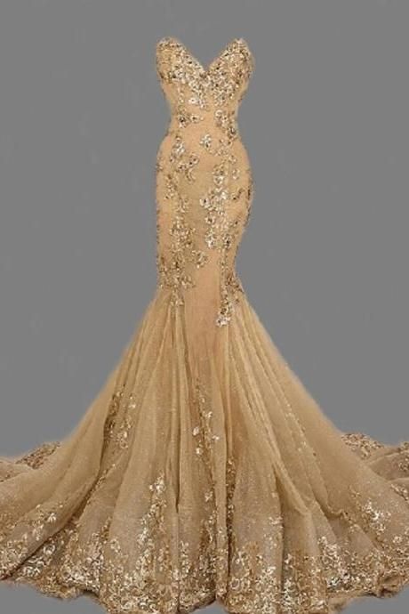 gold dresses fashion sexy gold sweetheat long prom dress,handmade gold formal women  evening dress,formal dress DACBFAL