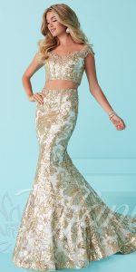 gold dresses gold applique two piece dress by tiffany - tiffany designs - 16243 XYBPJDQ