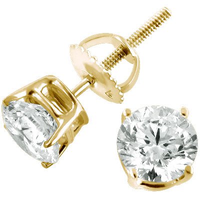 gold earring studs 14k gold diamond stud earrings round diamonds .50ct (item code: 004586) SCONRYH