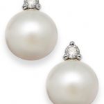 gold earring studs akoya pearl (7mm) and diamond accent stud earrings in 14k white gold ASQTELA