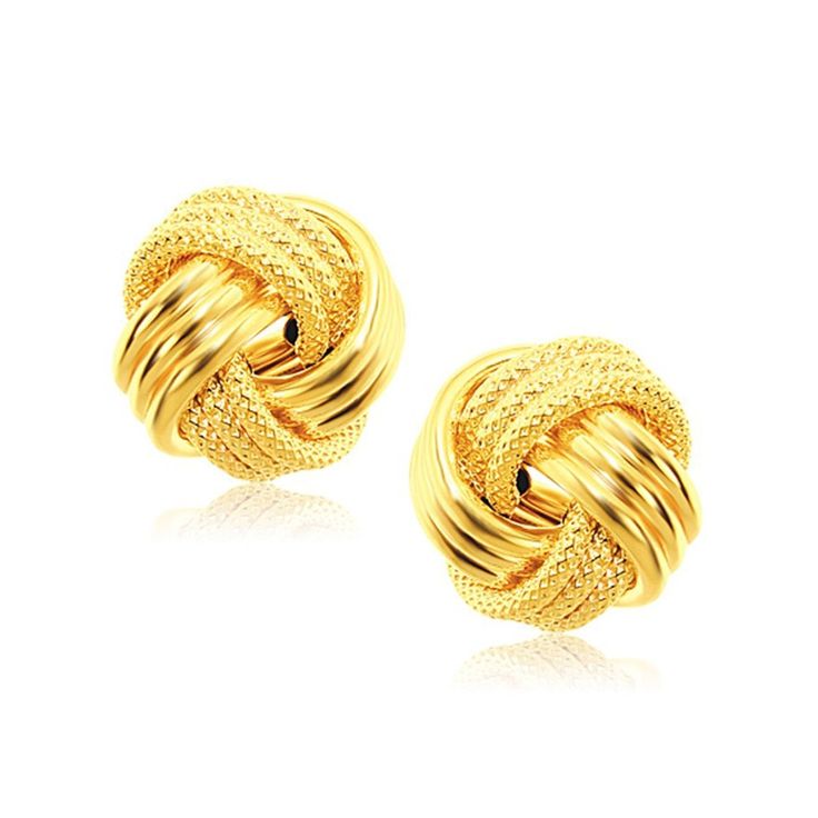 gold earrings for women 14k yellow gold interweaved love knot stud earrings JNNWDJY