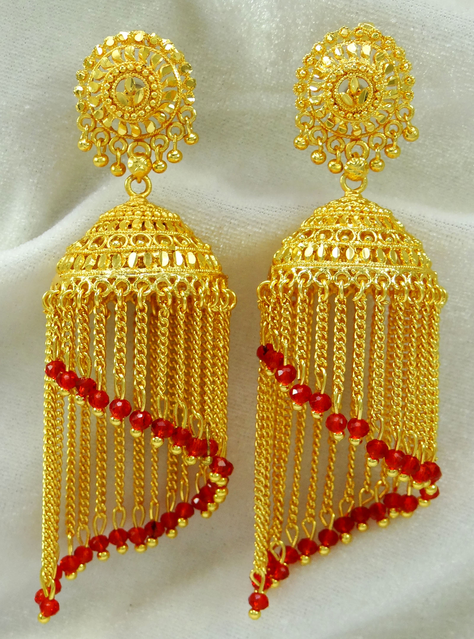 gold earrings for women ethnic-indian-traditional-gold-plated-jhumka-earrings-set- XBYRCXW