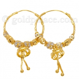 gold earrings for women gold hoop earrings 22k two tone DLZQSZK