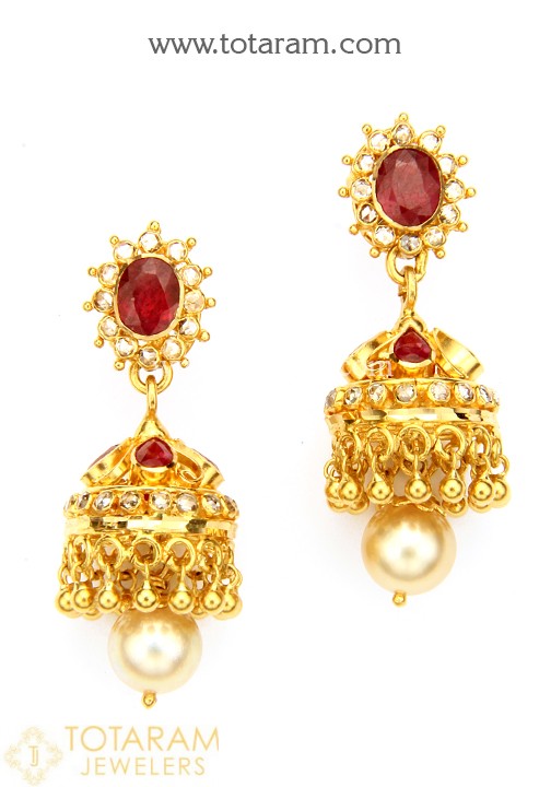 gold earrings for women uncut diamond earrings. 22k gold earrings JJOVEFT