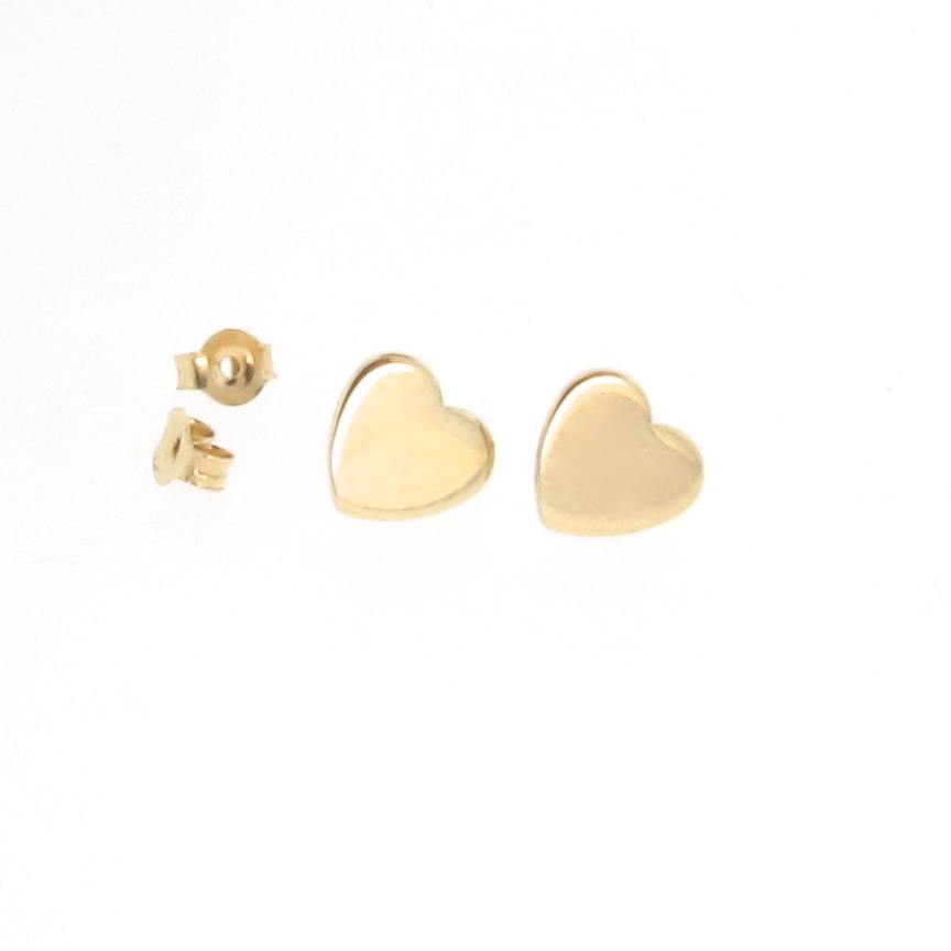 gold heart earrings 14k gold heart earring studs as seen on emma stone - tiny DRPETHU