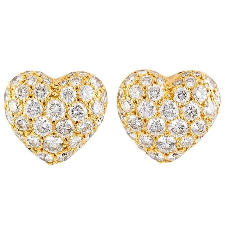 gold heart earrings cartier diamond gold heart shaped earrings 1 LEMRQFA