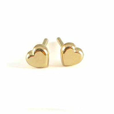 gold heart earrings girlu0027s jewelry - 18k yellow gold heart push on stud earrings CBFANAS