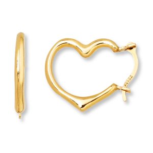 gold heart earrings young teen heart hoop earrings 14k yellow gold PVTFCGS