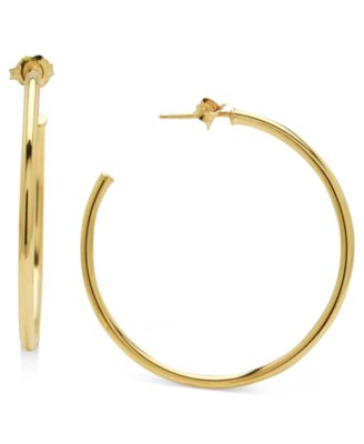 gold hoop earrings polished post hoop earrings in 14k gold VZWONPV