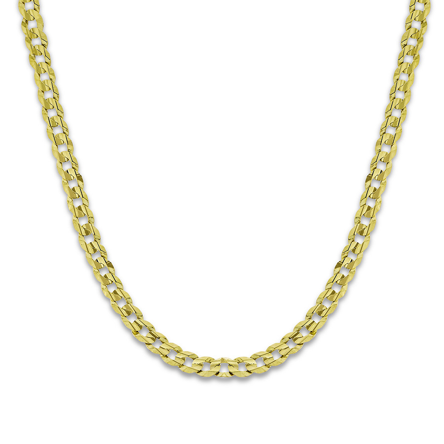 gold necklace menu0027s cuban curb chain necklace 14k yellow gold 24 POYBRJH