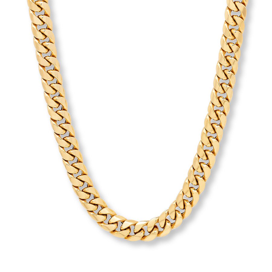gold necklace menu0027s miami cuban chain necklace 10k yellow gold 22 KMZFEBD