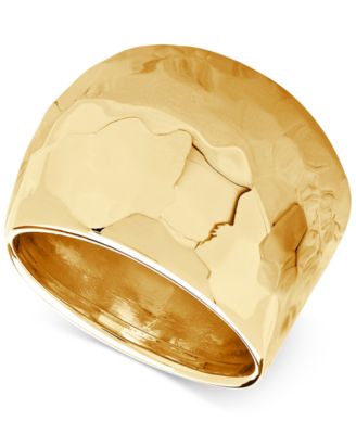 gold ring hammered wide dome ring in italian 14k gold UCBIWWS