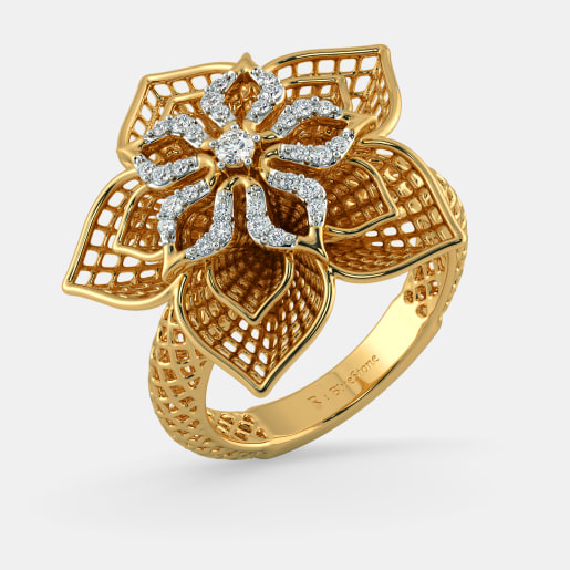 gold ring the daffodil lattice ring YQJPMLL