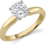 gold ring with diamond diamond solitaire ring, 14k yellow gold UFJLHCC