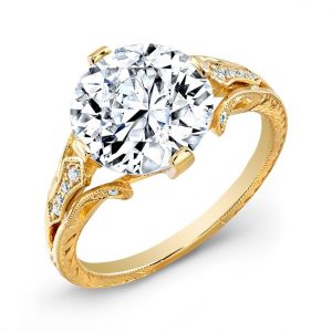 gold ring with diamond engraved yellow gold diamond ring BSEEGKD